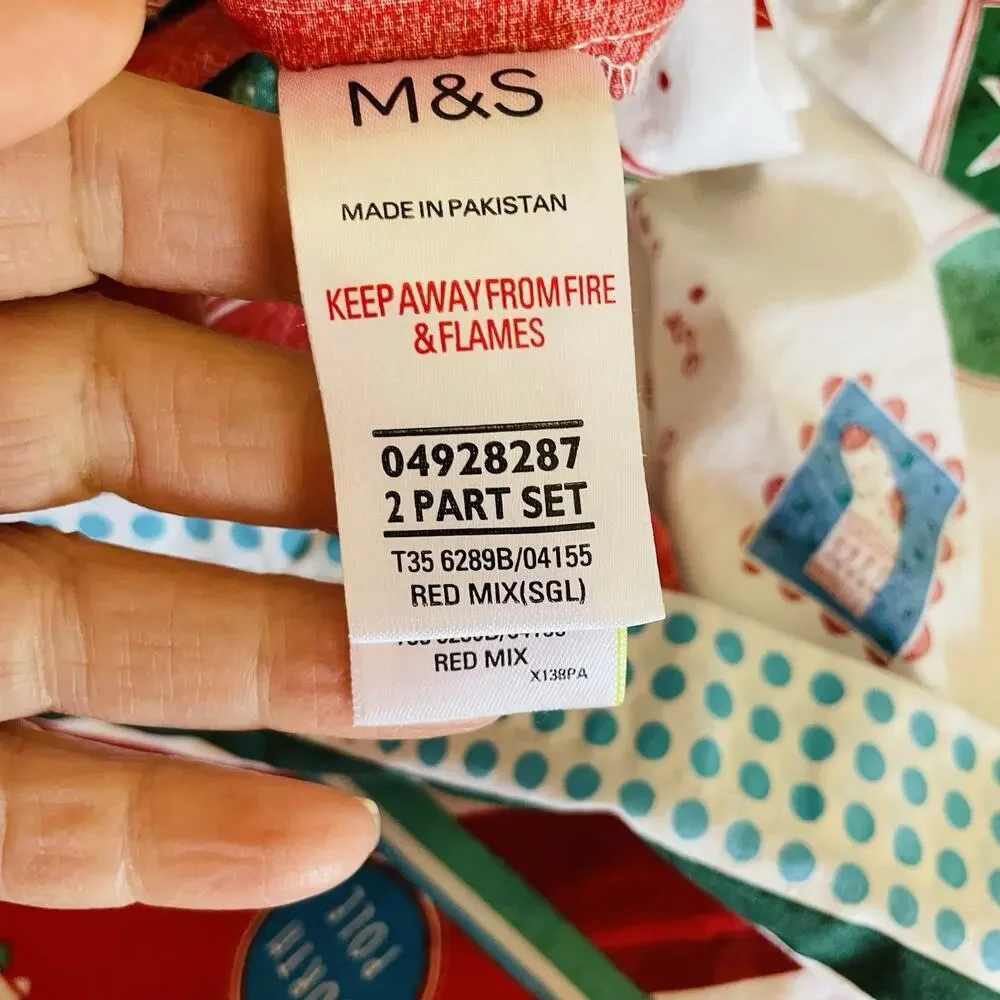 Marks & Spencer Christmas Duvet Cover‎ Toddler Bed Reversible Naughty/Nice 52x76